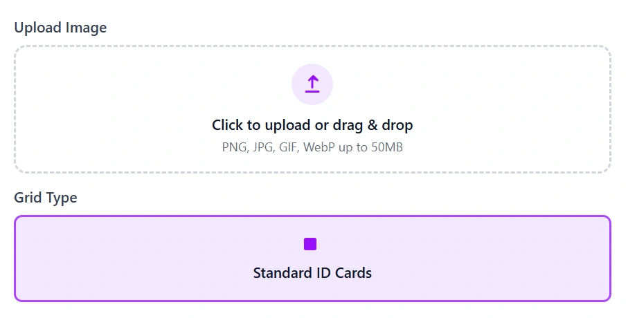 upload image for id card a sheet